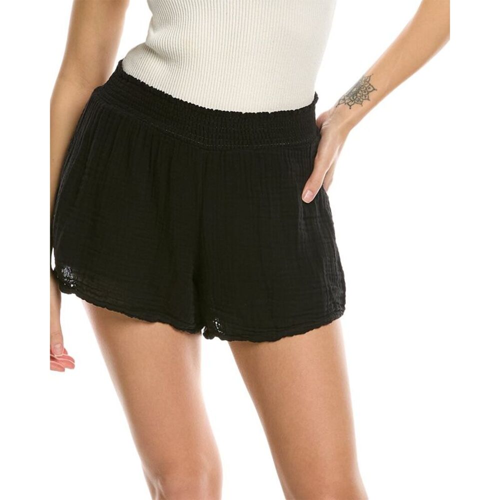 Michael Stars Womens  Peggy Smocked Waist Short, Black